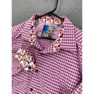 Robert Graham Conlan Flip Cuff Shirt Mens 3XL Geometric Plaid Classic Preppy